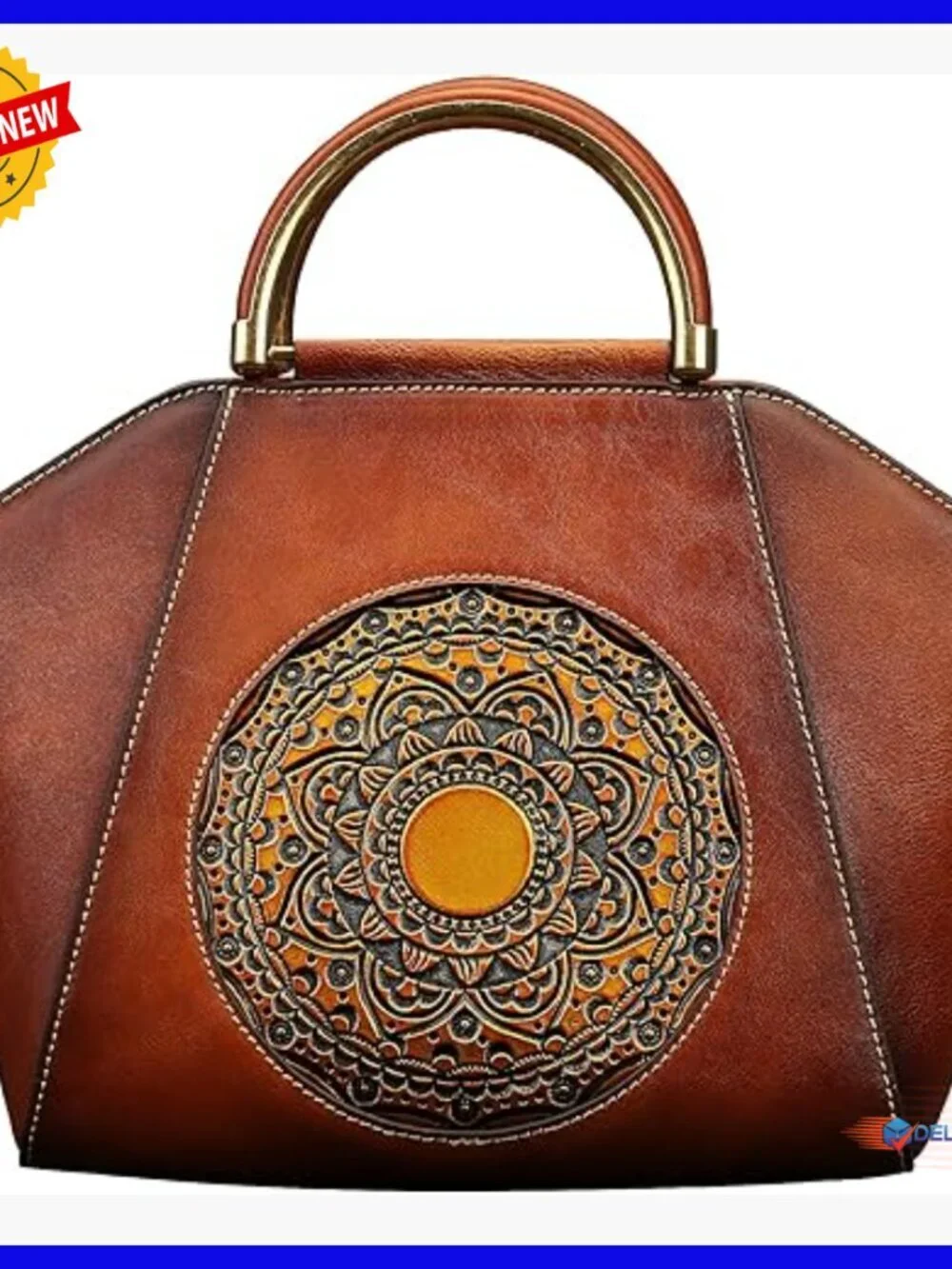 Genuine Leather Satchel Crossbody Bag Top Handle Retro Design